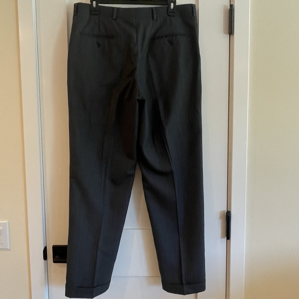 Angelo Rossi Mens Trousers Slacks Pants Suit Gray With Blue Pin Stripe 35 x 30 - Picture 3 of 16